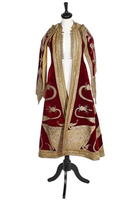 Lot 363 - A fine embroidered velvet Piri Piri surcoat,...