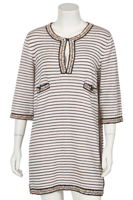 Lot 27 - A Chanel linen and cashmere beaded tunic, Spring-Summer 2007