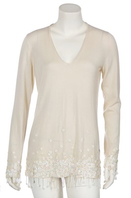 Lot 33 - A Chanel embellished ivory cashmere jumper, Autumn-Winter 2004