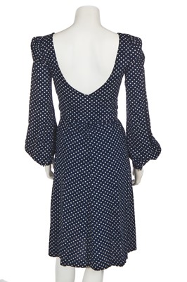 Lot 101 - A Biba navy and white polka dot linen dress, circa 1973