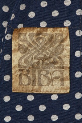 Lot 101 - A Biba navy and white polka dot linen dress, circa 1973