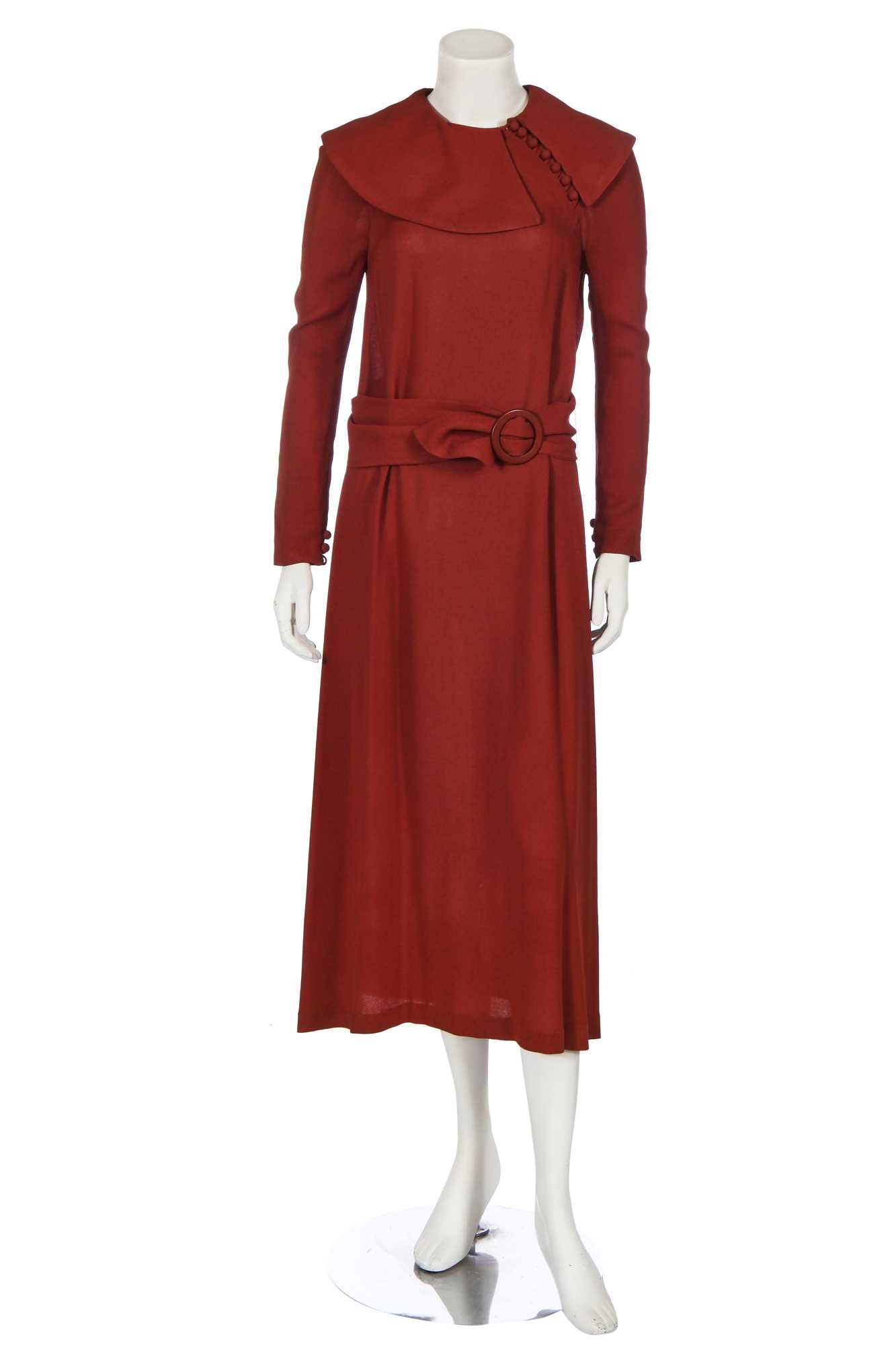 Lot 129 - A Biba orange moss crêpe dress, circa 1974