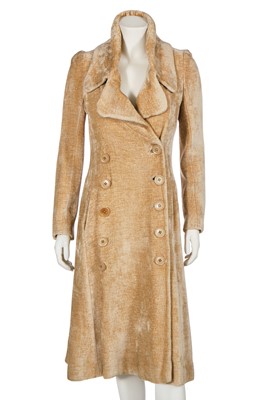 Lot 15 - A Biba oatmeal cut-pile double-breasted coat, circa 1969