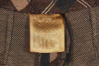 Lot 141 - A Biba black and brown checked viscose jersey swing coat and hat, circa 1974