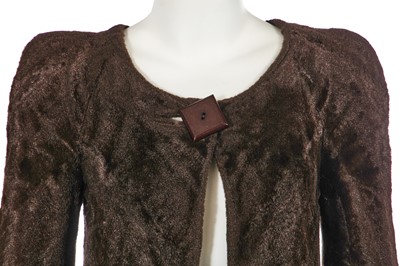 Lot 142 - A Biba chocolate brown faux fur coat, circa 1974