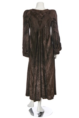 Lot 142 - A Biba chocolate brown faux fur coat, circa 1974