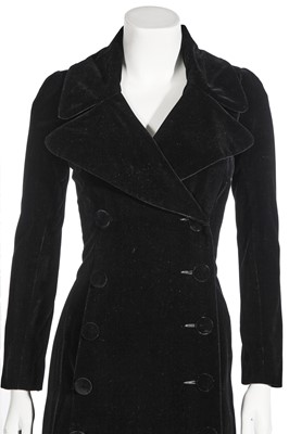 Lot 13 - A good Biba black velvet double-breasted maxi coat, circa 1969