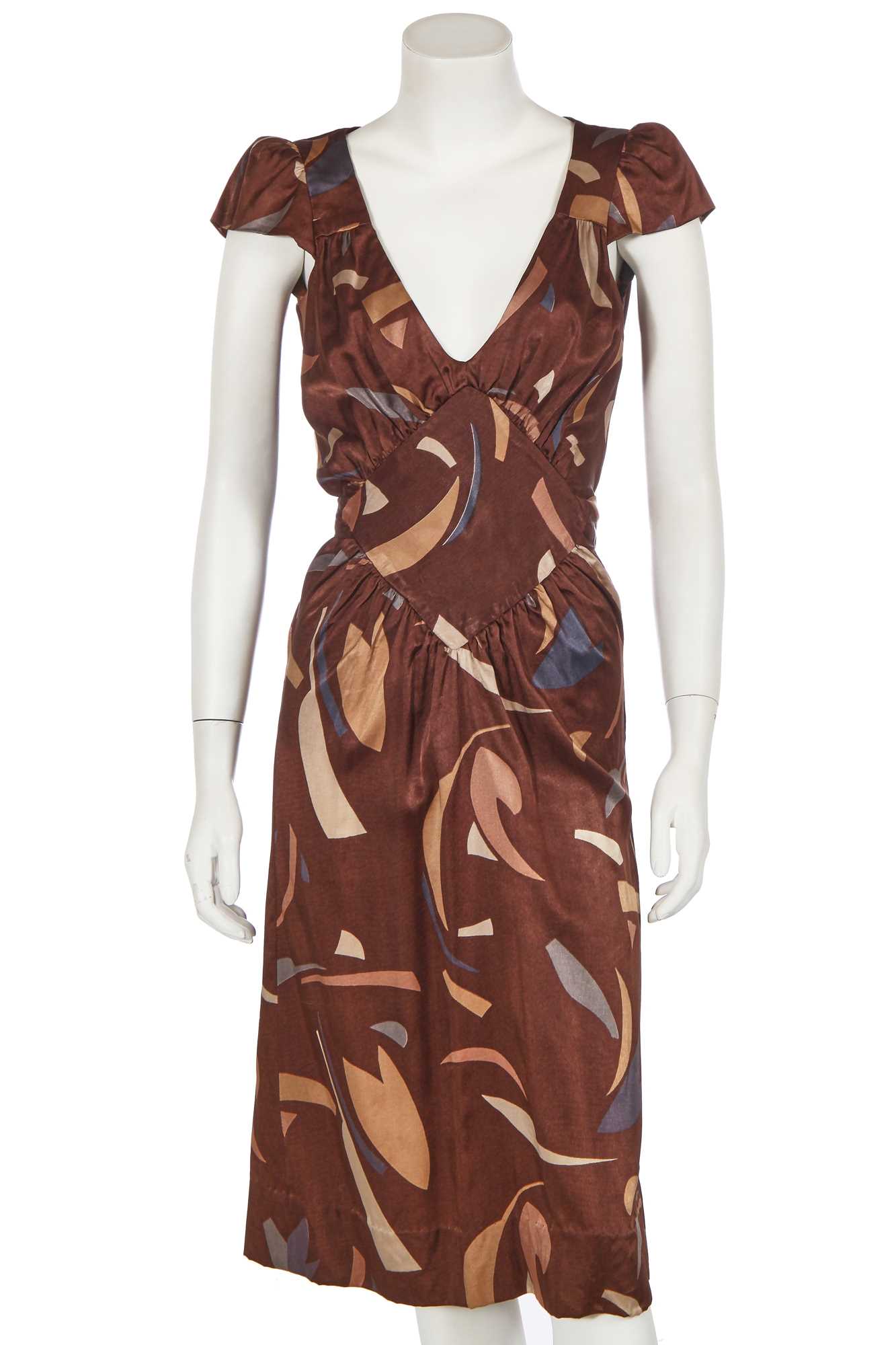 Lot 139 - A Biba printed satin cocktail dress, circa 1974