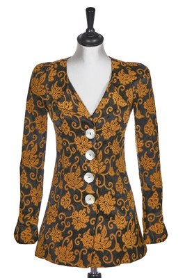 Lot 14 - A Biba black and yellow brocaded jacket, 1969