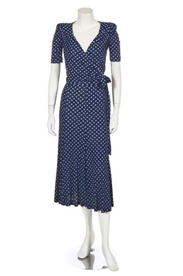 Lot 86 - A Biba blue and white duck print viscose jersey ensemble, circa 1972