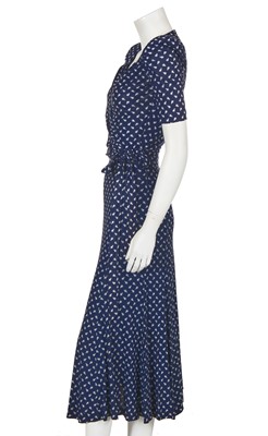 Lot 86 - A Biba blue and white duck print viscose jersey ensemble, circa 1972