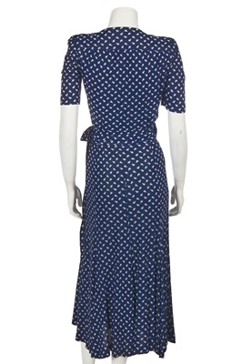 Lot 86 - A Biba blue and white duck print viscose jersey ensemble, circa 1972
