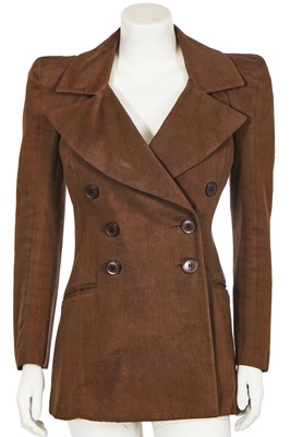 Lot 132 - A good Biba brown gabardine double-breasted jacket, circa 1974