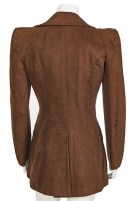 Lot 132 - A good Biba brown gabardine double-breasted jacket, circa 1974