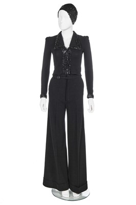 Lot 105 - A Biba black wool jersey suit, circa 1973