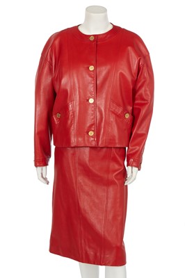 Lot 7 - A Chanel red lambskin suit, Autumn-Winter 1985-86