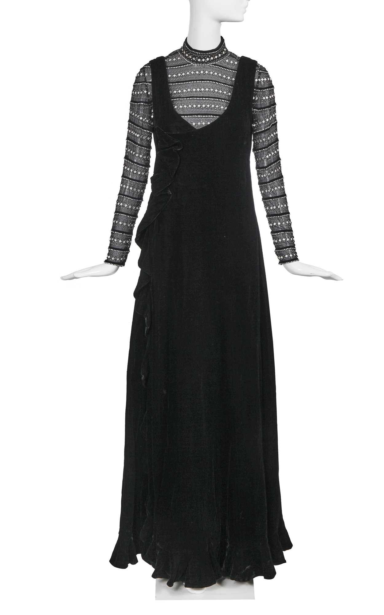 Lot 333 - A Christian Dior London by Marc Bohan black evening ensemble, circa 1970