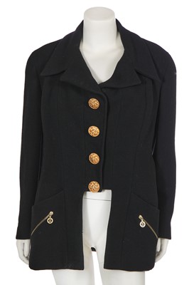 Lot 19 - A Chanel black wool crêpe jacket, probably Autumn-Winter 1992-93