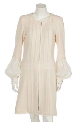 Lot 4 - A Chanel ivory wool crêpe and chiffon coatdress, modern