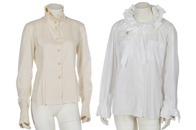 Lot 15 - Two white cotton Chanel blouses, modern