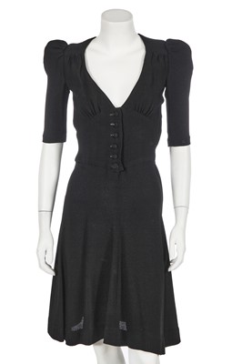 Lot 135 - A Biba black moss crêpe dress, circa 1974
