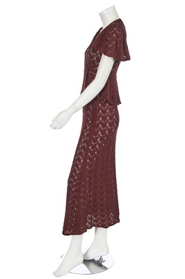 Lot 6 - A Biba brown lace-knit ensemble, circa 1968