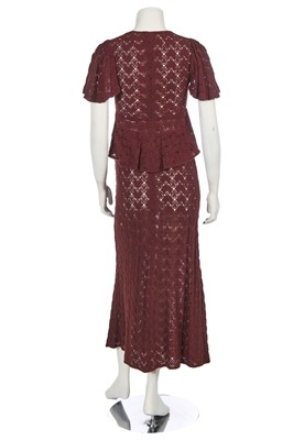 Lot 6 - A Biba brown lace-knit ensemble, circa 1968