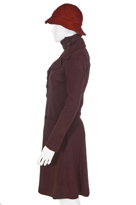 Lot 12 - A Biba brown wool jersey coat and mini dress, circa 1969