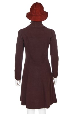 Lot 12 - A Biba brown wool jersey coat and mini dress, circa 1969