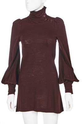 Lot 12 - A Biba brown wool jersey coat and mini dress, circa 1969