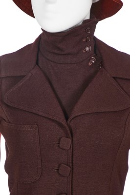 Lot 12 - A Biba brown wool jersey coat and mini dress, circa 1969