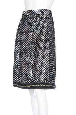 Lot 67 - A Chanel black wool and silver sequinned suit,...