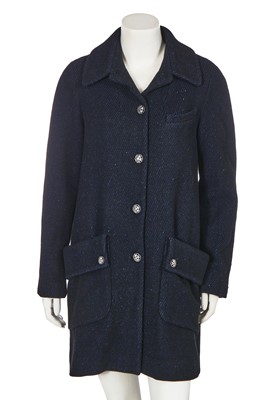 Lot 5 - A Chanel ink-blue and black wool coat, Autumn-Winter 2008-09