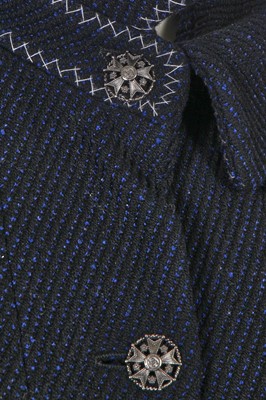 Lot 5 - A Chanel ink-blue and black wool coat, Autumn-Winter 2008-09
