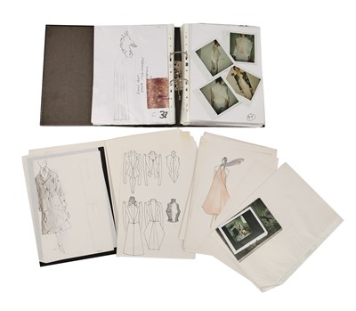 Lot 125 - An important collection of Alexander McQueen original sketches, and Givenchy haute couture studio book, 1990s-2001