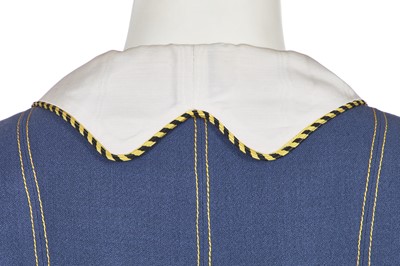 Lot 384 - A Bill Gibb blue moss crêpe 'Bee' dress, Autumn-Winter 1972-73