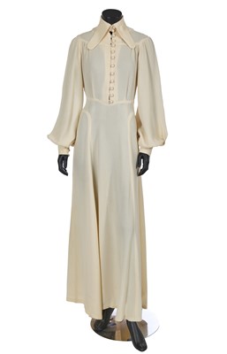 Lot 406 - An Ossie Clark for Radley cream moss crêpe maxi dress, circa 1970