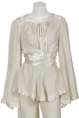 Lot 407 - An Ossie Clark for Radley ivory moss crêpe suit early 1970s