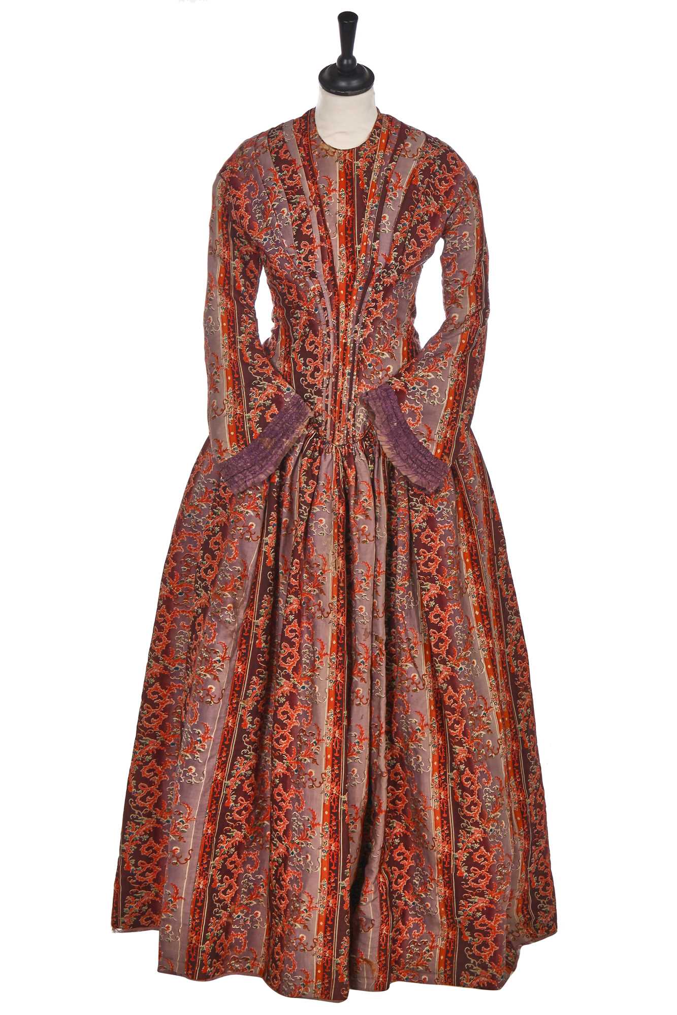 Lot 504 - A rare printed wool nursing day dress, circa 1845