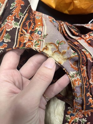 Lot 504 - A rare printed wool nursing day dress, circa 1845