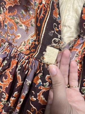 Lot 504 - A rare printed wool nursing day dress, circa 1845