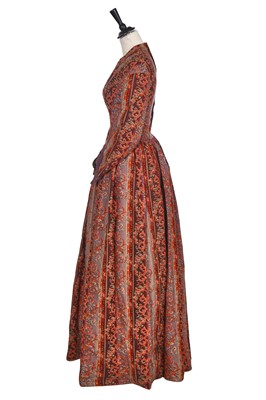 Lot 504 - A rare printed wool nursing day dress, circa 1845