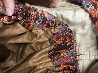 Lot 504 - A rare printed wool nursing day dress, circa 1845