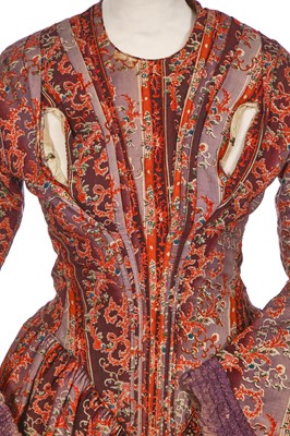 Lot 504 - A rare printed wool nursing day dress, circa 1845