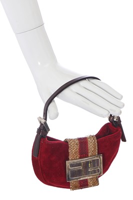 Lot 28 - A Fendi red suede mini croissant handbag, 2000s