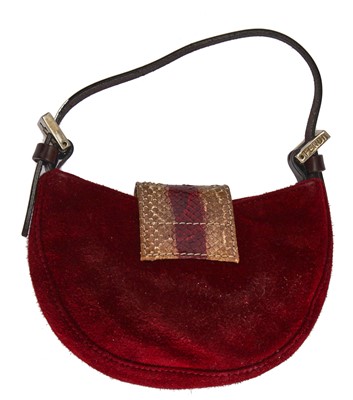 Lot 28 - A Fendi red suede mini croissant handbag, 2000s