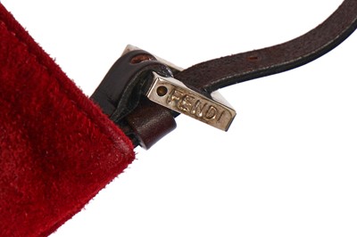 Lot 28 - A Fendi red suede mini croissant handbag, 2000s