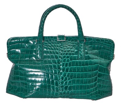 Lot 26 - A Bottega Veneta green crocodile handbag, circa 2010