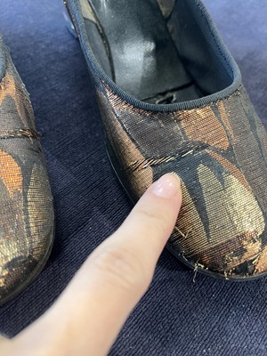 Lot 110 - A pair of Biba lamé wedges, circa 1973