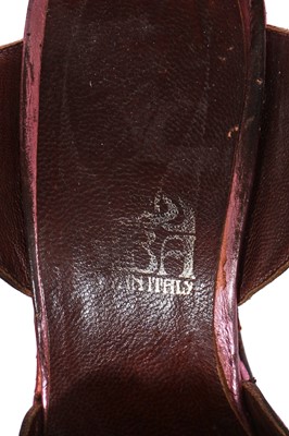 Lot 111 - A rare pair of Biba metallic pink leather platform heels, circa 1970